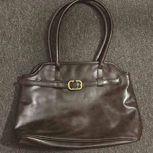 Shiny Brown Leather Shoulder Bag tote bag